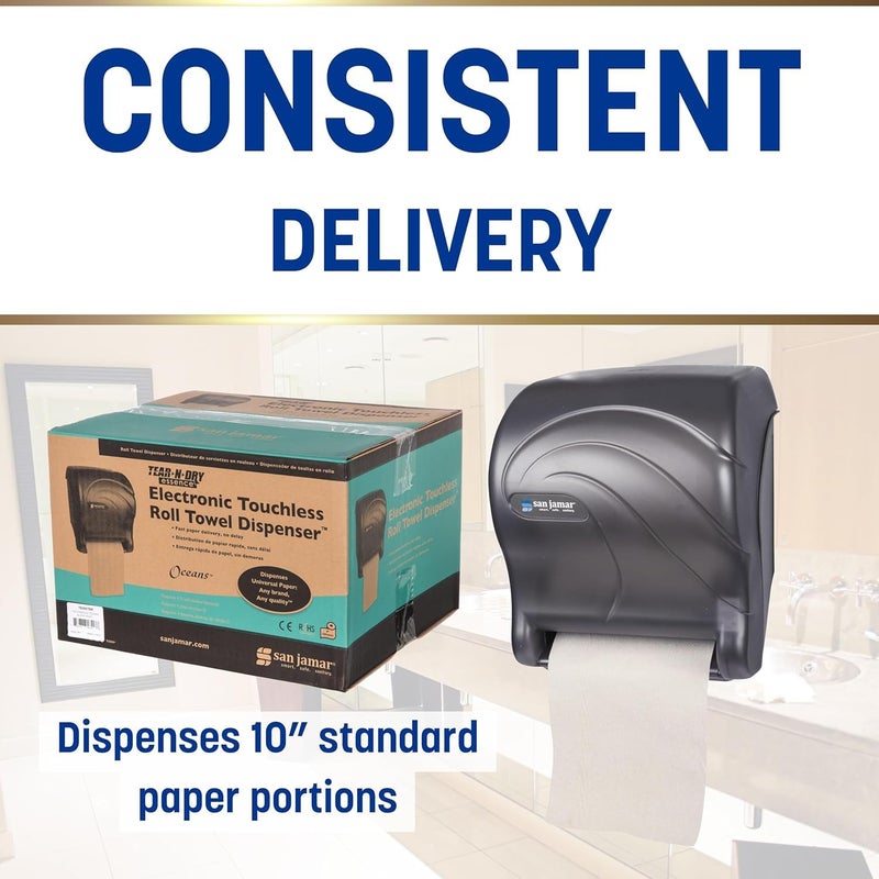 San Jamar Tear-N-Dry Essence Paper Towel Dispenser Automatic Dispenser for Bathroom, Kitchens, and Restaurants, Plastic, 10 x 14.75 x 12.25 Inches, Black - Image 4